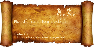 Mohácsi Kurszán névjegykártya